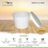 paper flat bowl | Paper Food Flat Bowl | Flat Bowl Container | Flat Bowl, Soup Bowl | White Paper with Lid -1250ml, 40oz Size