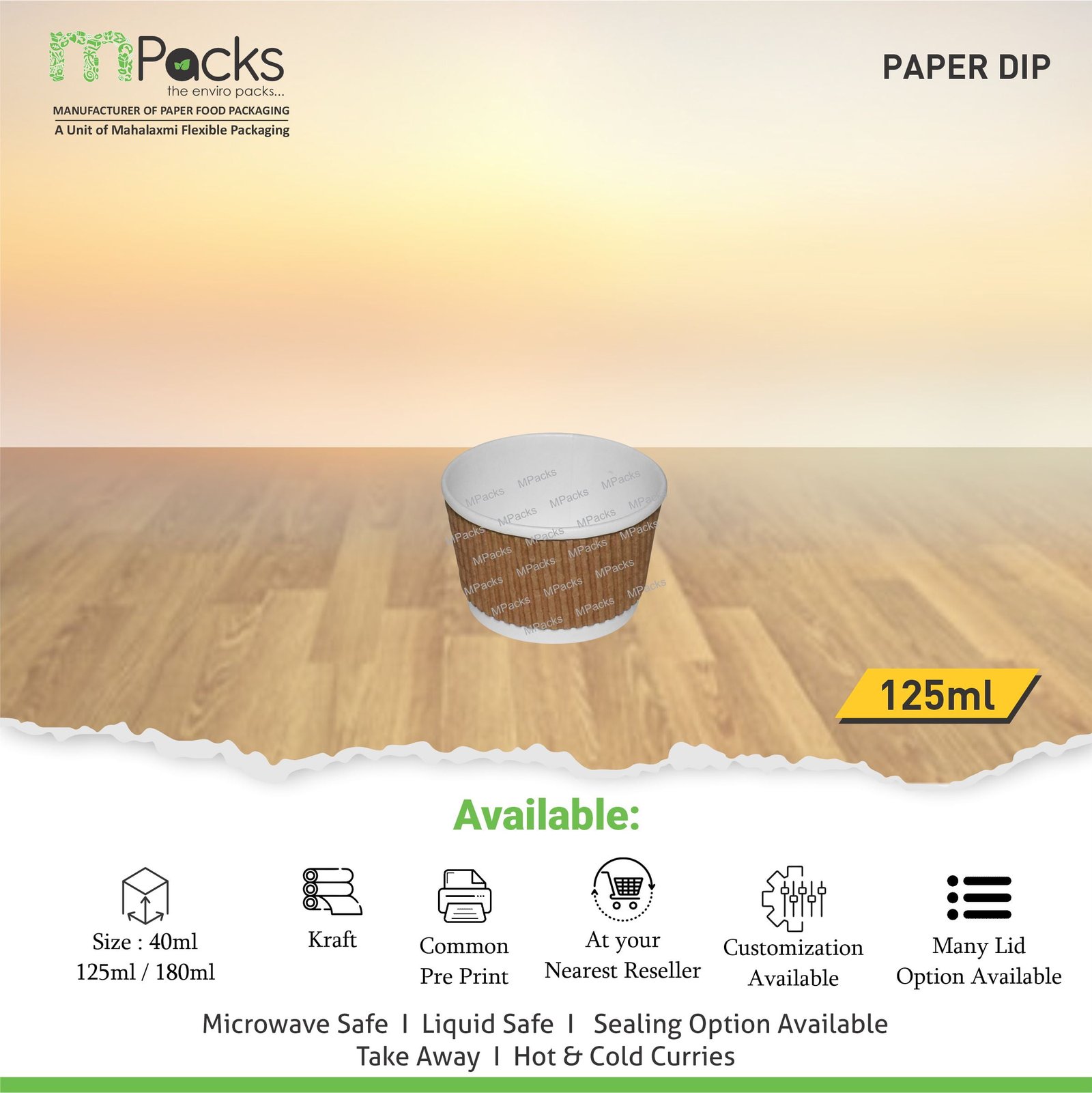 Paper Food dip Container | Paper dip White | Dip| White Paper Dip with Lid | Dip 180ml, 6oz Size