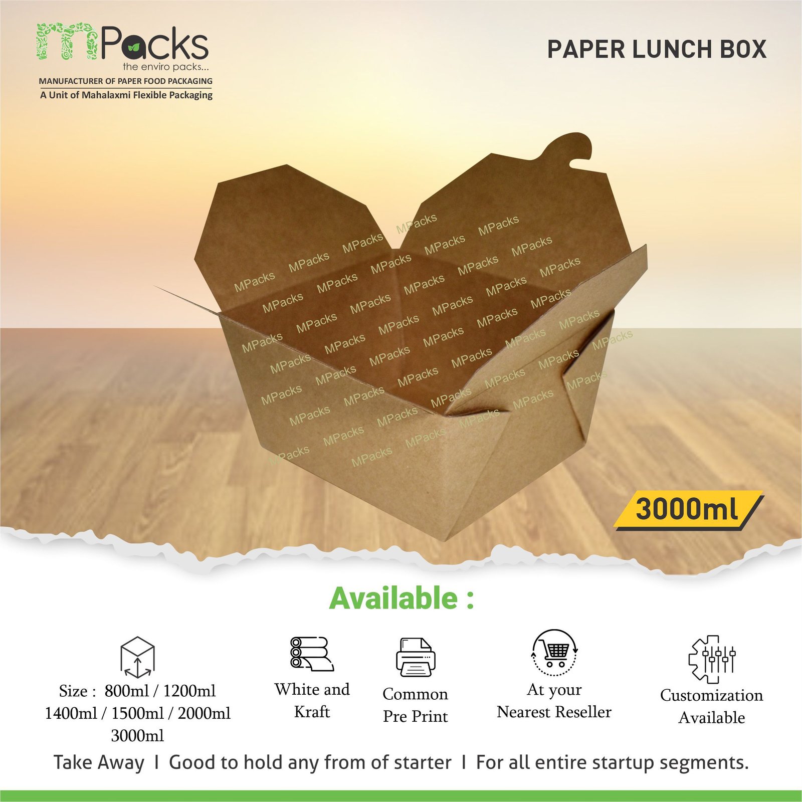 3000 ML PAPER LUNCH BOX