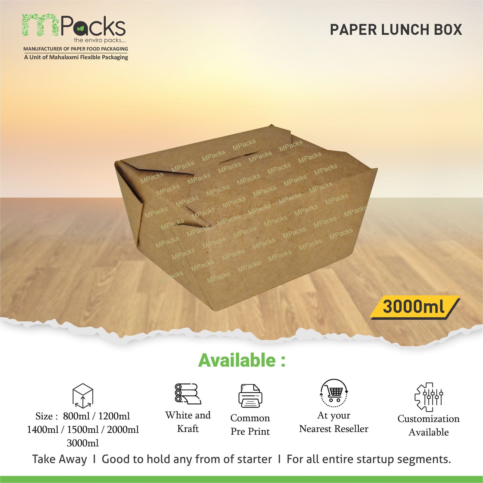 3000 ML PAPER LUNCH BOX