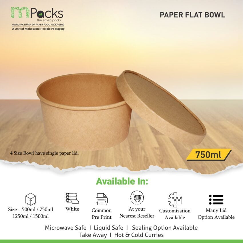 Kraft Paper Salad Bowls Eco friendly, Compostable Bowls 24Oz