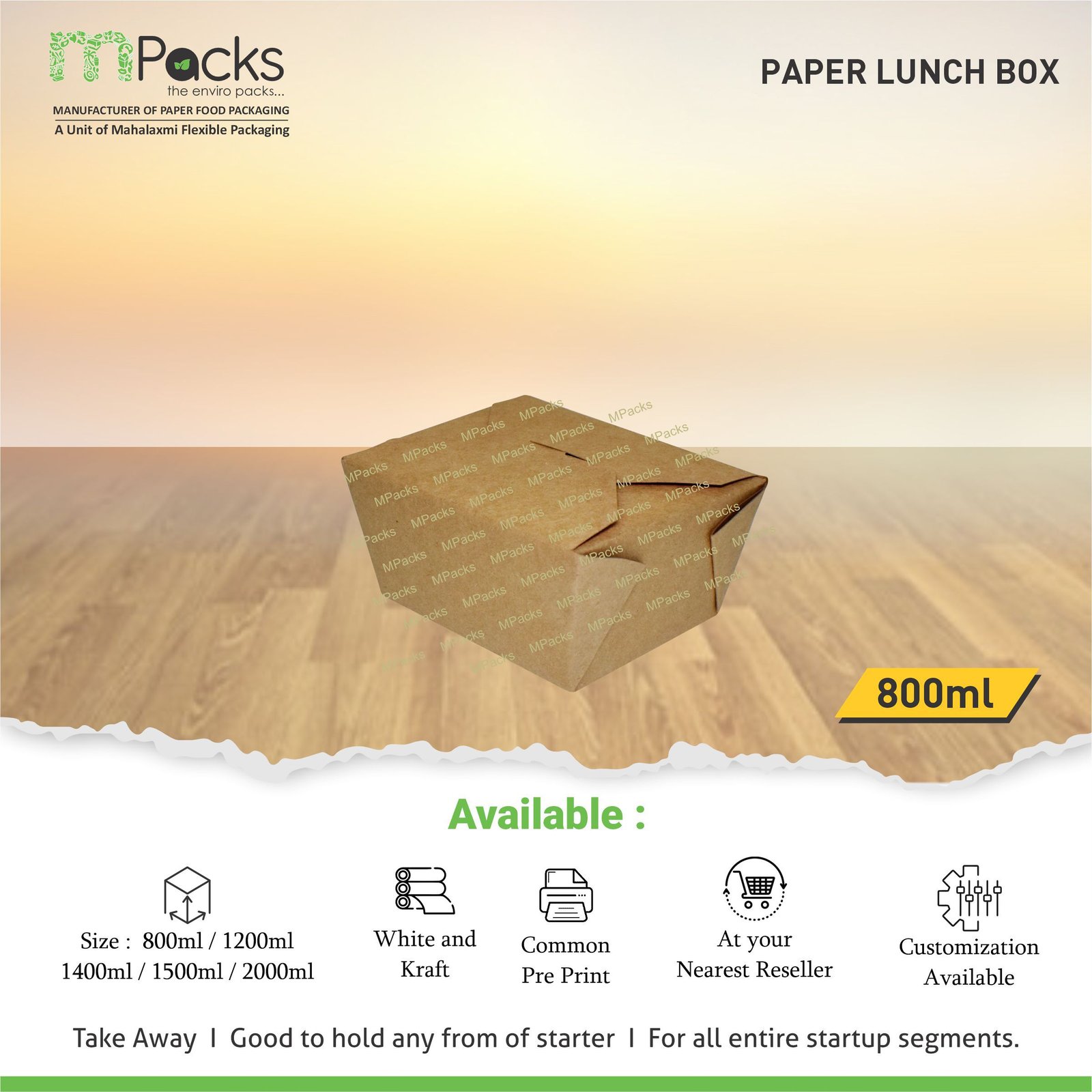 800 ML paper lunch box