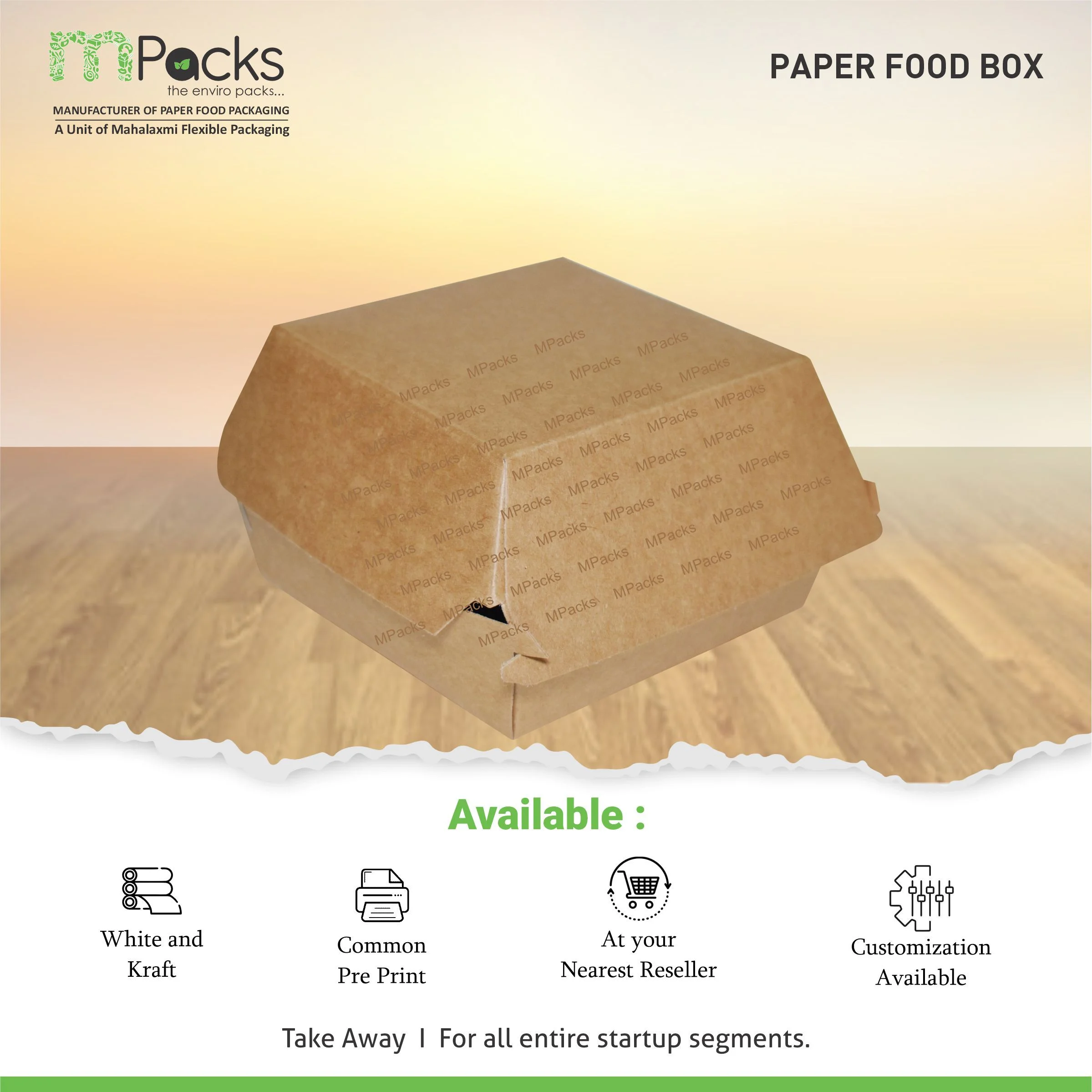 Paper food Box - Burger Box Kraft Paper