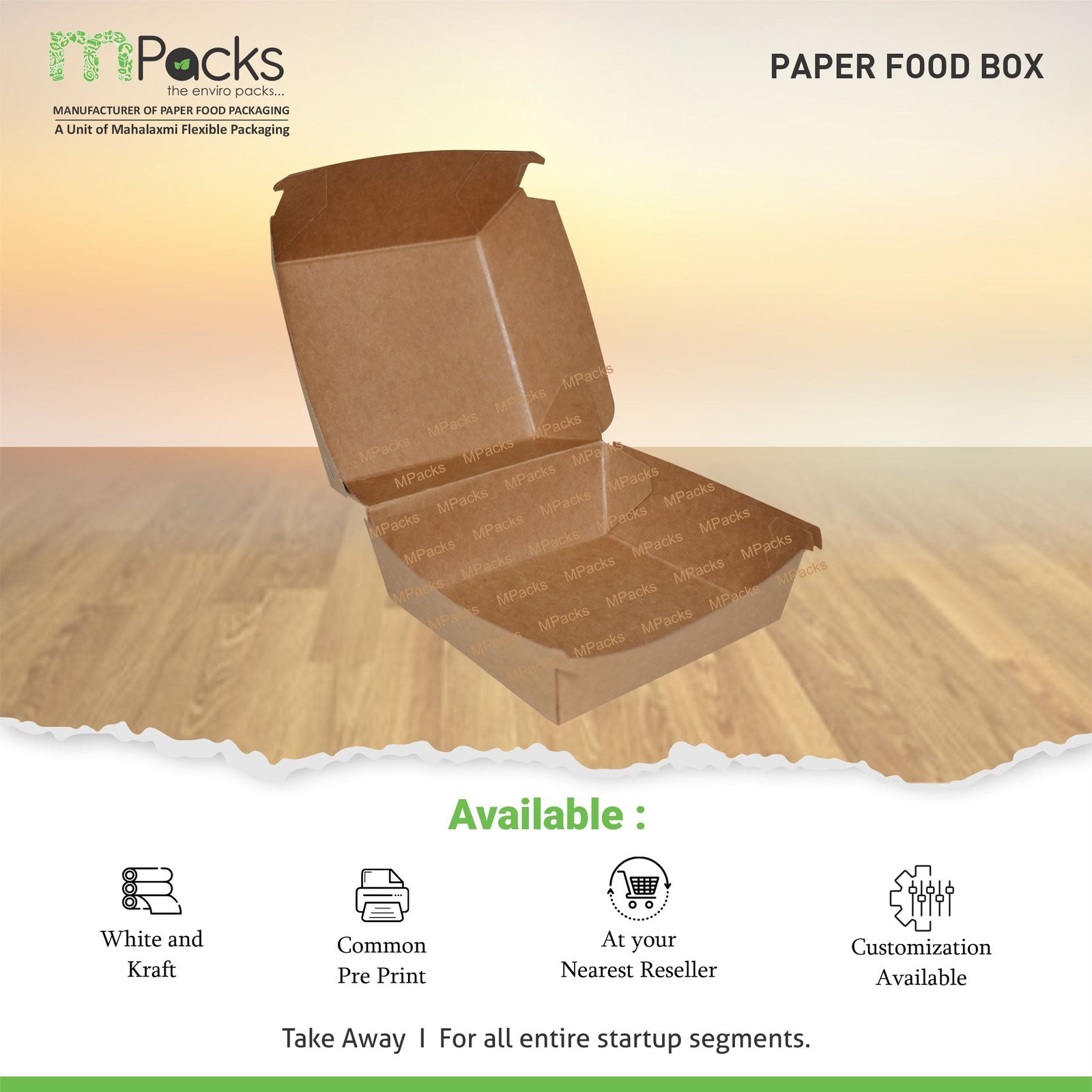 Paper food Box - Burger Box Kraft Paper