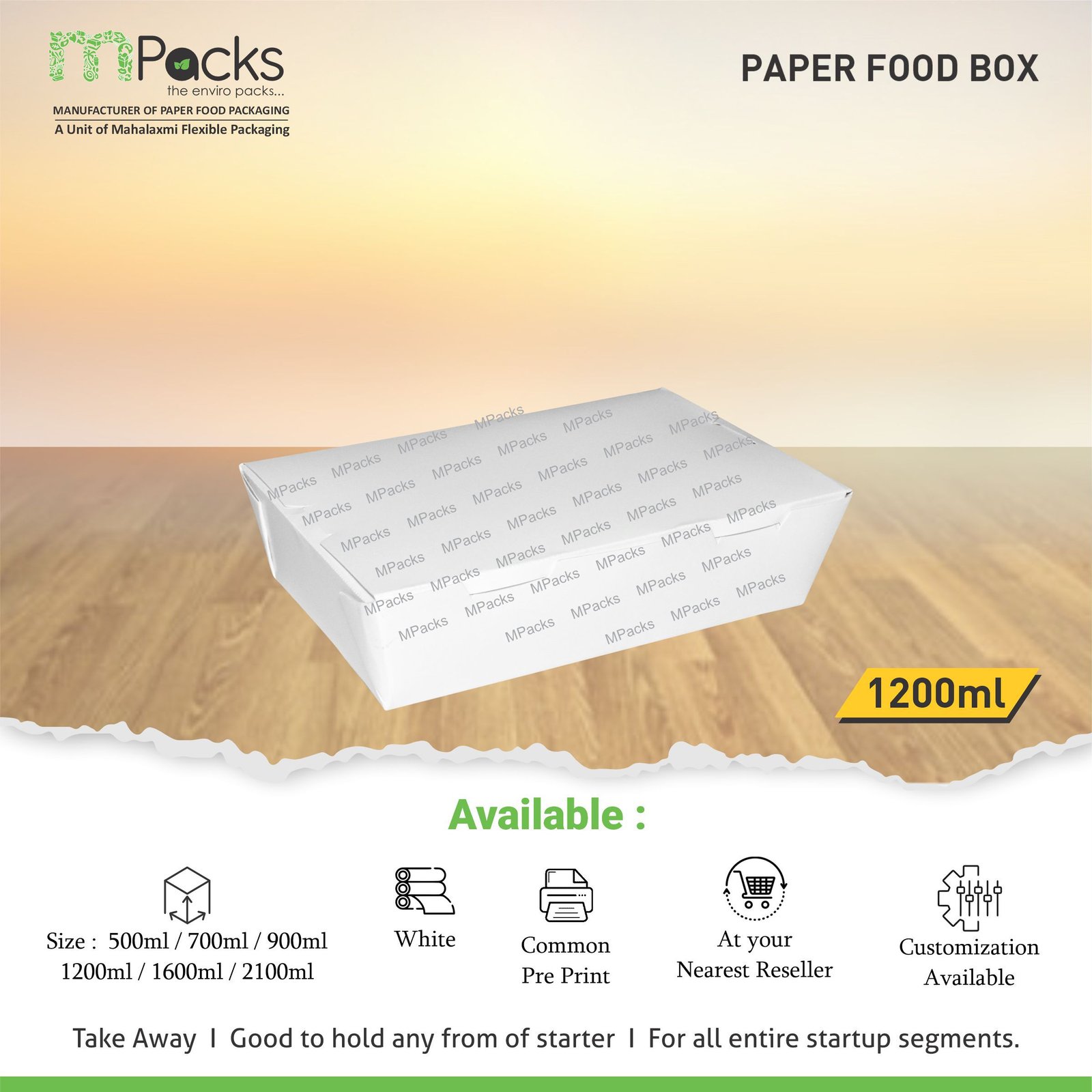 Paper food box 1200 ml