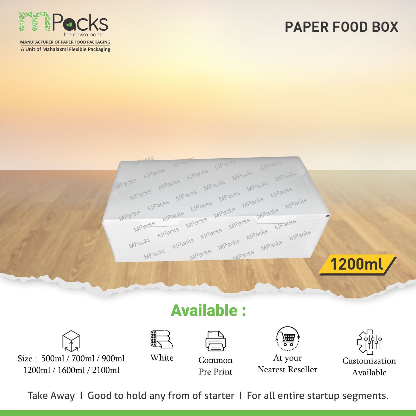 Paper food box 1200 ml
