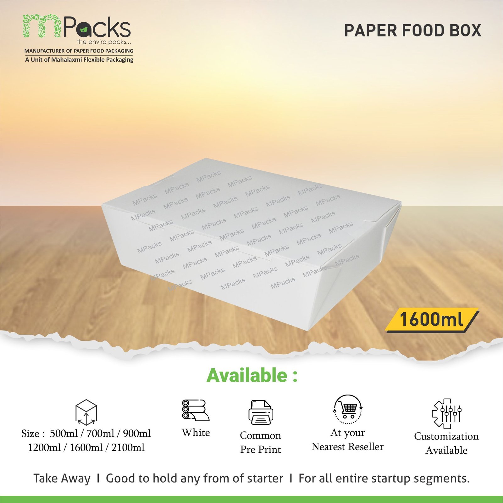 Paper food box 1600 ml