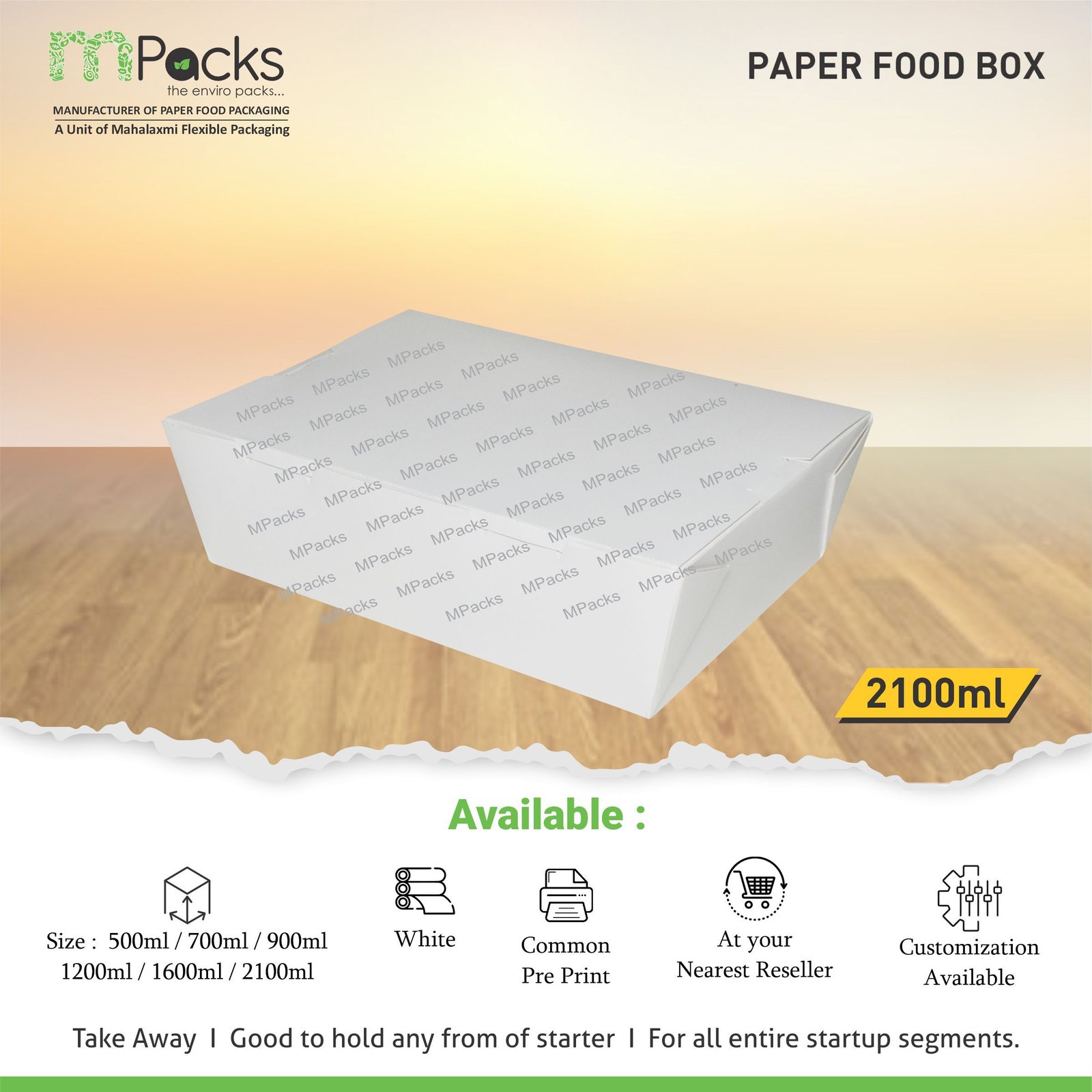 Paper food box 2100 ml
