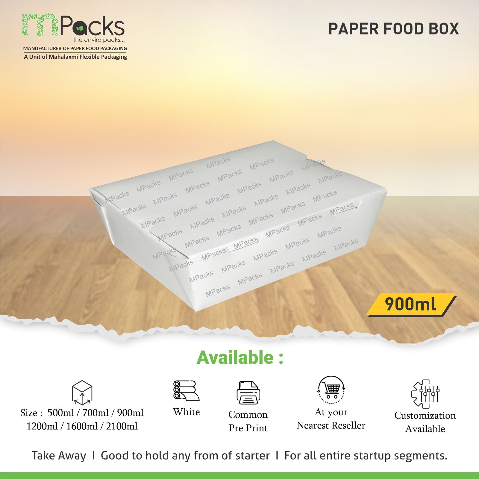 Paper food box 900 ml