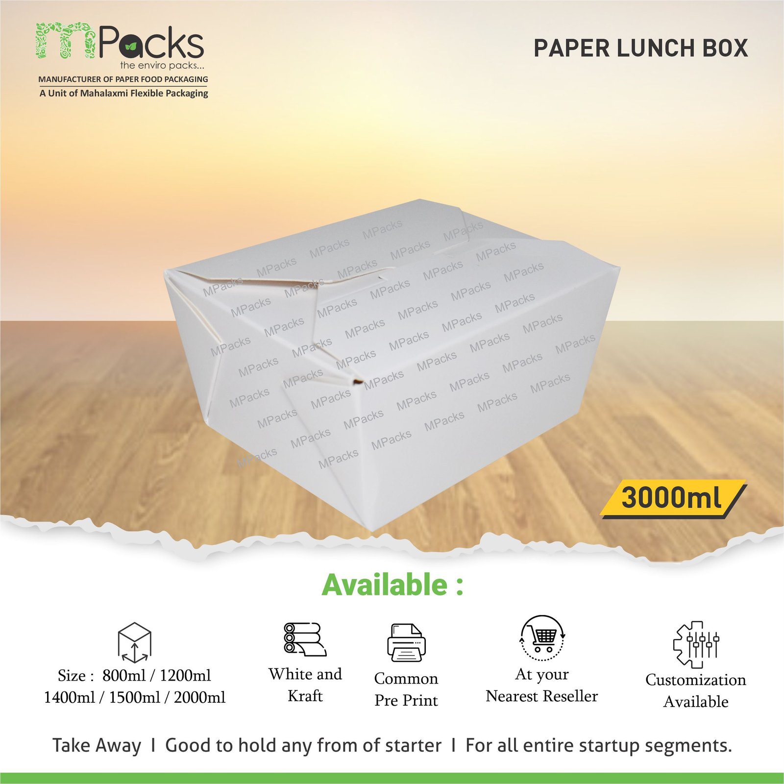 paper lunch box 3000 ml