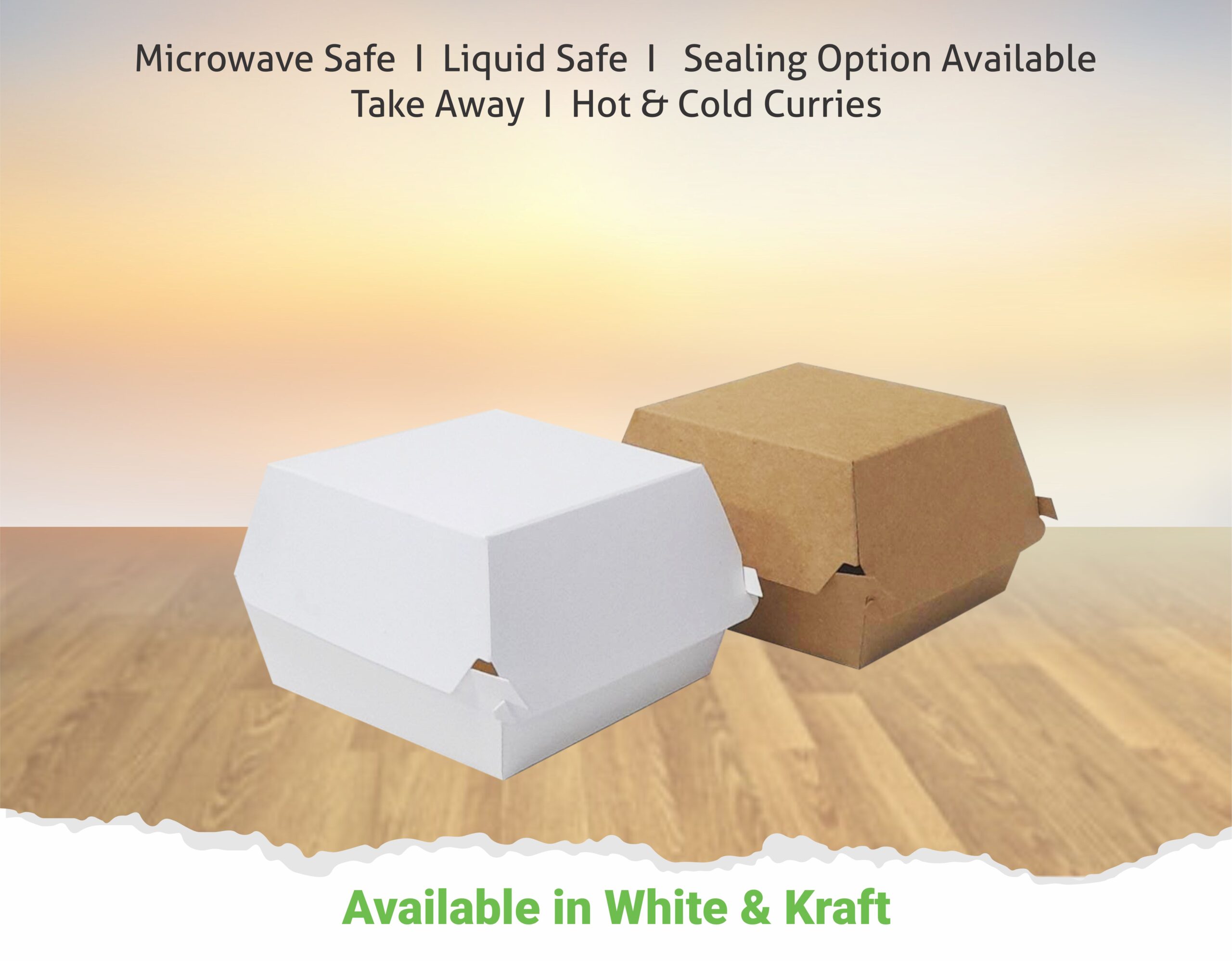 Paper Burger Box | Burger Box | Customise Burger Box -All Size Available – Kraft and white paper