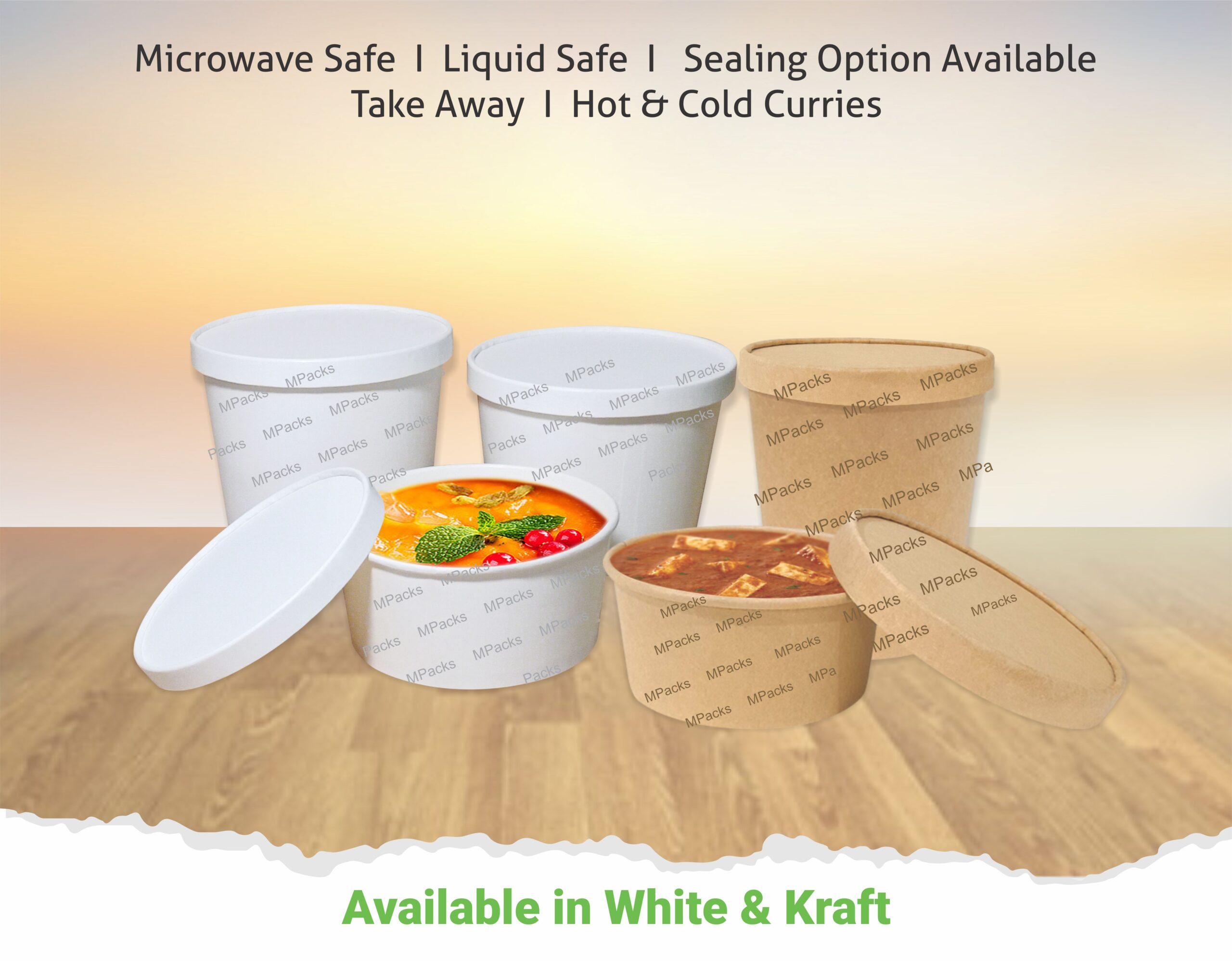 Paper Soup Bowl | Paper Flat Bowl | Customize Paper Soup Bowl with lid – All Size Available – Kraft and white paper